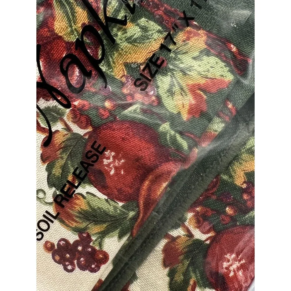 Bardwil Linens 4 Dinner Napkins Permanent Press Bountiful Orchard Soil Release